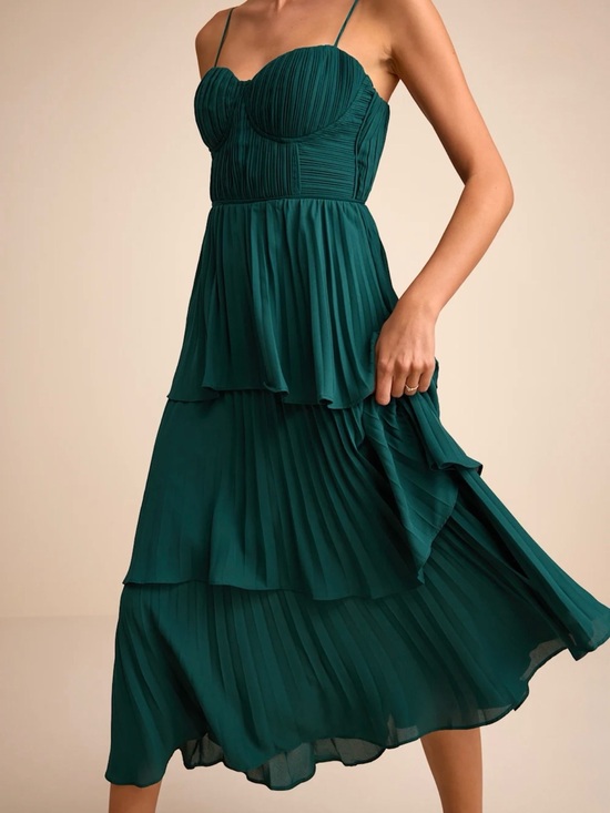 Lulus Dresses & Skirts - Cascading Crush Tiered Bustier Midi Dress